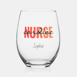 Personalised Cardiac Nurse Name Stemless Wine Glass