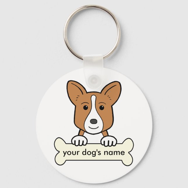 Personalised Cardigan Welsh Corgi Key Ring (Front)