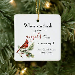 Personalised Cardinal Angels In Memory of Ceramic Ornament