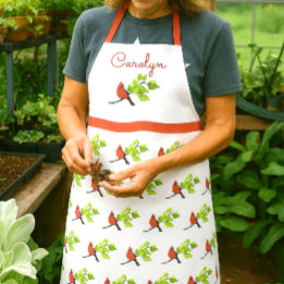 Personalised Cardinal Bird Print-All-Over Apron