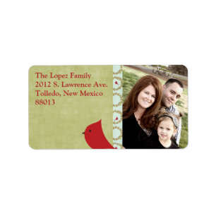 Personalised Cardinal Christmas Bird Mailing Label