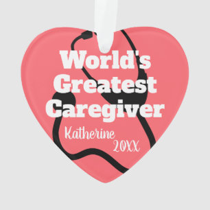 Personalised Caregiver Heart Shaped Christmas Ornament