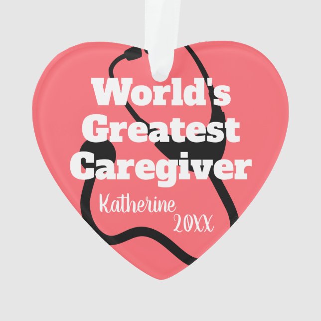 Personalised Caregiver Heart Shaped Christmas Ornament (Back)