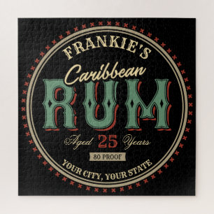 Personalised Caribbean Rum Liquor Bottle Label Bar Jigsaw Puzzle