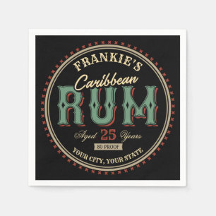 Personalised Caribbean Rum Liquor Bottle Label Bar Napkin