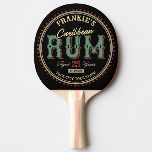Personalised Caribbean Rum Liquor Bottle Label Bar Ping Pong Paddle