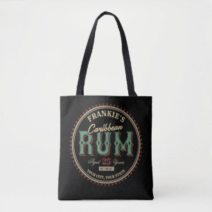 Personalised Caribbean Rum Liquor Bottle Label Bar Tote Bag