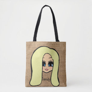 Personalised Caricature Jute Print Tote Blonde