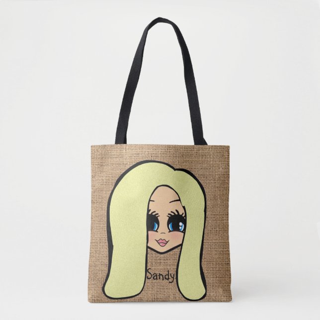 Personalised Caricature Jute Print Tote Blonde (Front)