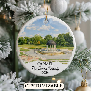 Personalised Carmel Ornament, Custom Indiana State Ceramic Tree Decoration