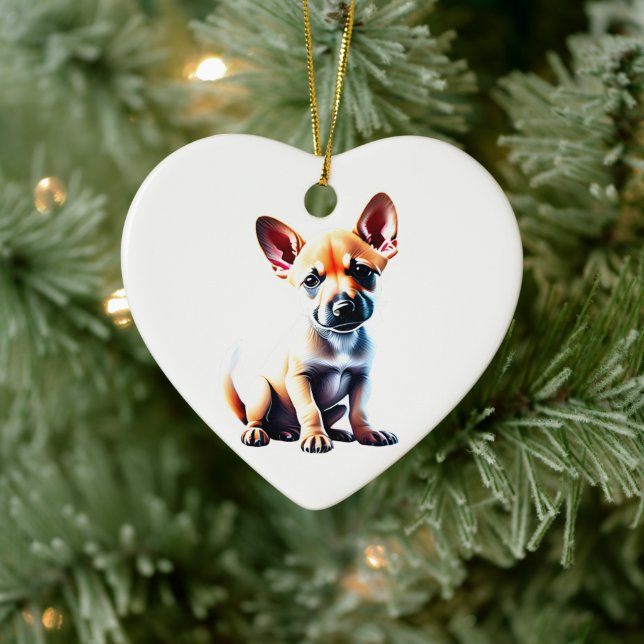 Personalised Carolina Dog Puppy Ceramic Tree Decoration (Tree)