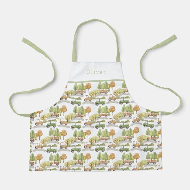Personalised Cars Pattern Apron. Apron (Front)