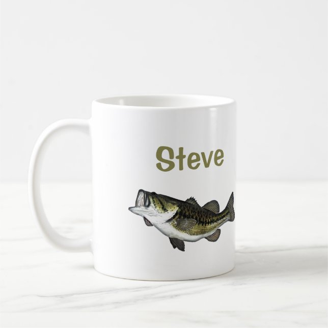 Personalised Cartoon Bass Fish Coffee Mug (Left)