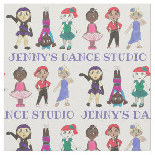 Personalised Cartoon Dancers Dance School Studio Fabric