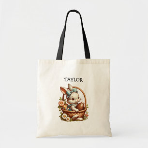Personalised Cartoon Easter Bunny  Tote Bag