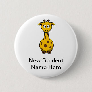 Personalised Cartoon Giraffe for New Students 6 Cm Round Badge