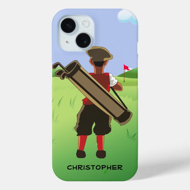 Personalised cartoon golfer on golf course Case-Mate iPhone case (Back)