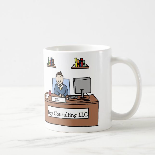 Personalised cartoon mug w company name (Right)