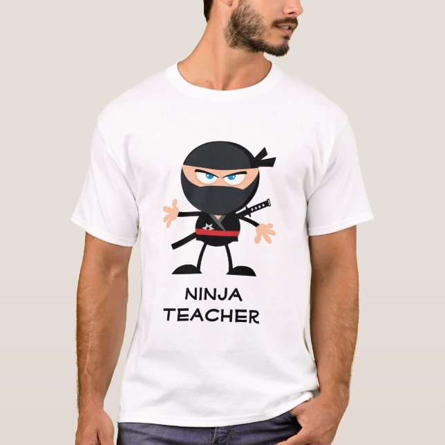 Personalised Cartoon Ninja Teacher T-Shirt (Front)