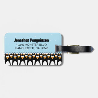 Personalised Cartoon Penguin Army Luggage Tag