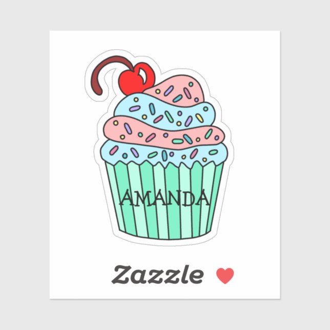 Personalised Cartoon Pink and Blue Cupcake  (Sheet)