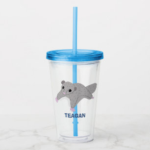 Personalised Cartoon Sugar Glider Grey and Blue Acrylic Tumbler