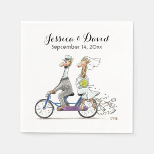 personalised cartoon wedding giraffes napkin