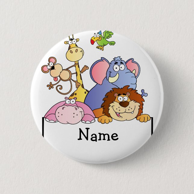 Personalised cartoon ZOO animals ARK 6 Cm Round Badge (Front)