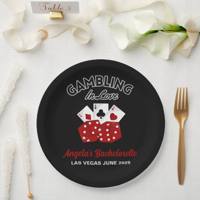 Personalised Casino Las Vegas Bachelorette Party Paper Plate (Wedding)
