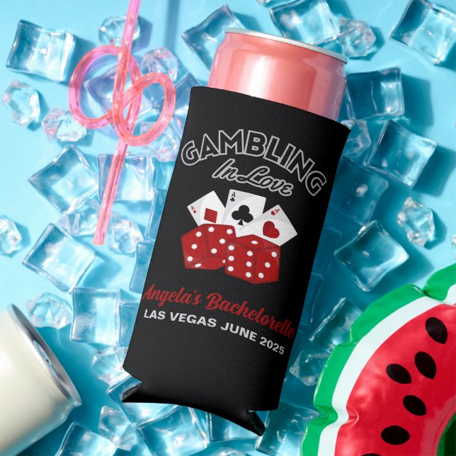 Personalised Casino Las Vegas Bachelorette Party Seltzer Can Cooler (In Situ Summer)