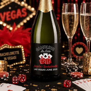 Personalised Casino Las Vegas Bachelorette Party Sparkling Wine Label