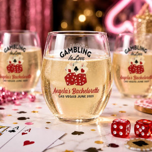 Personalised Casino Las Vegas Bachelorette Party Stemless Wine Glass