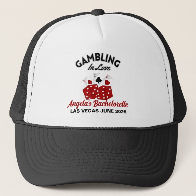 Personalised Casino Las Vegas Bachelorette Party Trucker Hat (Front)