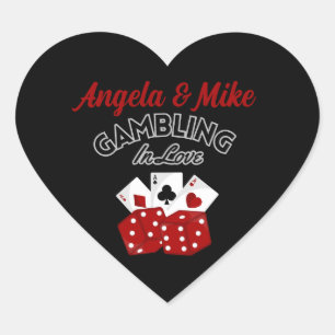 Personalised Casino Las Vegas Wedding Party Favour Heart Sticker