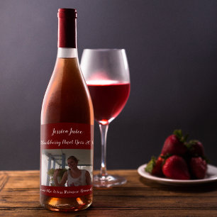 Personalised Casual Cranberry Photo  Wine Label