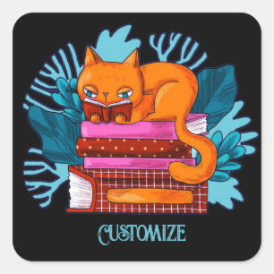 Personalised Cat Approved Books Square Sticker