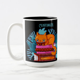 Personalised Cat Approved Books Two-Tone Coffee Mug
