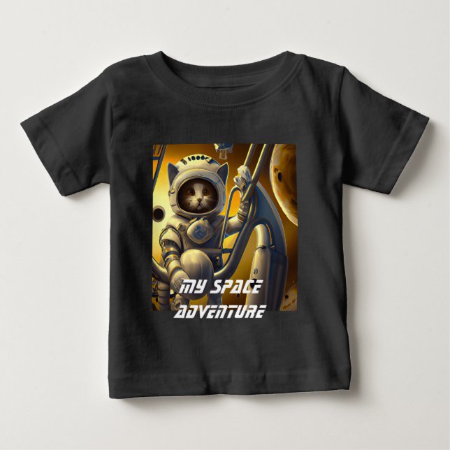 Personalised Cat Astronaut Illustration T-Shirt (Front)