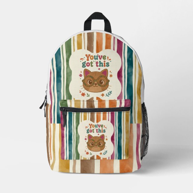 Personalised Cat Backpack | Add Name for School (Front)