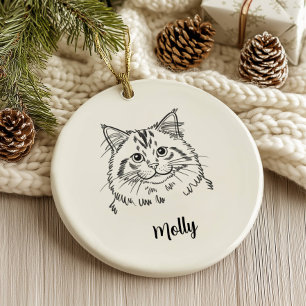 Personalised Cat Christmas Ceramic Tree Decoration