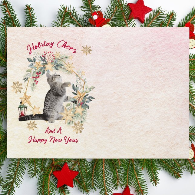 Personalised Cat Christmas Envelope Festive Wreath (Creator Uploaded)