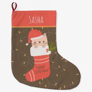 Personalised Cat Christmas Large Christmas Stocking