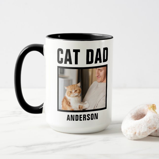 Personalised Cat Dad Custom Photo Mug (With Donut)