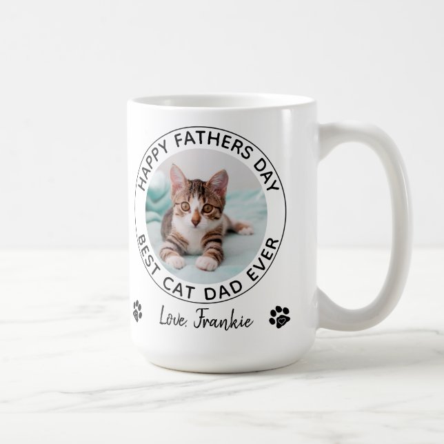 Personalised Cat Dad Father's Day Pet Photo Coffee Mug (Right)