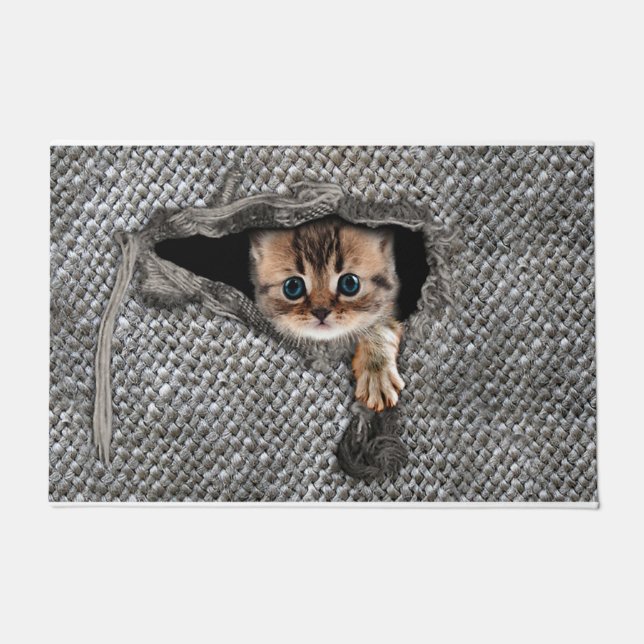 Personalised Cat Doormat, Cat Welcome Doormat (Front)