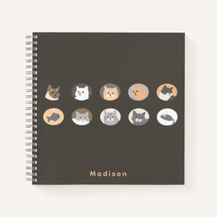 Personalised Cat Faces Spiral Notebook