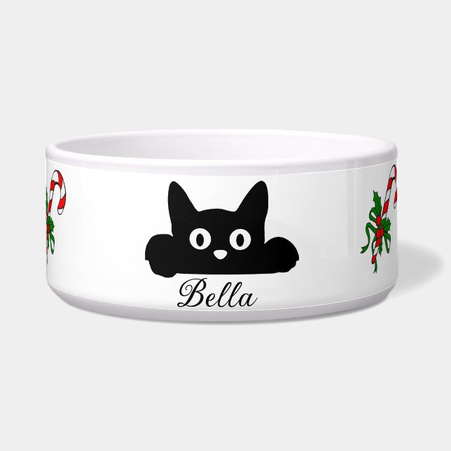 Personalised Cat Food Bowl, Custom Name Cat Gift (Front)