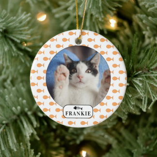 Personalised Cat Goldfish Pet Photo Ceramic Tree Decoration