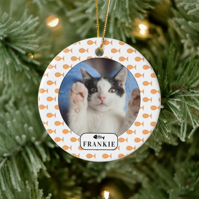 Personalised Cat Goldfish Pet Photo Ceramic Tree Decoration (Tree)