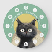 Personalised Cat Grooming Salon  Large Clock (Front)